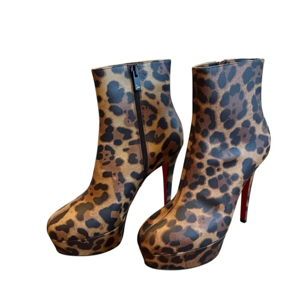 Christian Louboutin Bianca Booty 120 Leopard Platform 36.5 US 6.5 NEW No Box